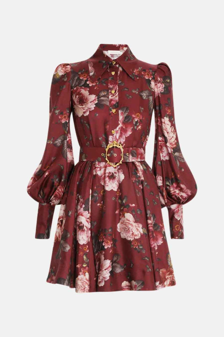 Luminosity Shirt Dress Burgundy Floral Print