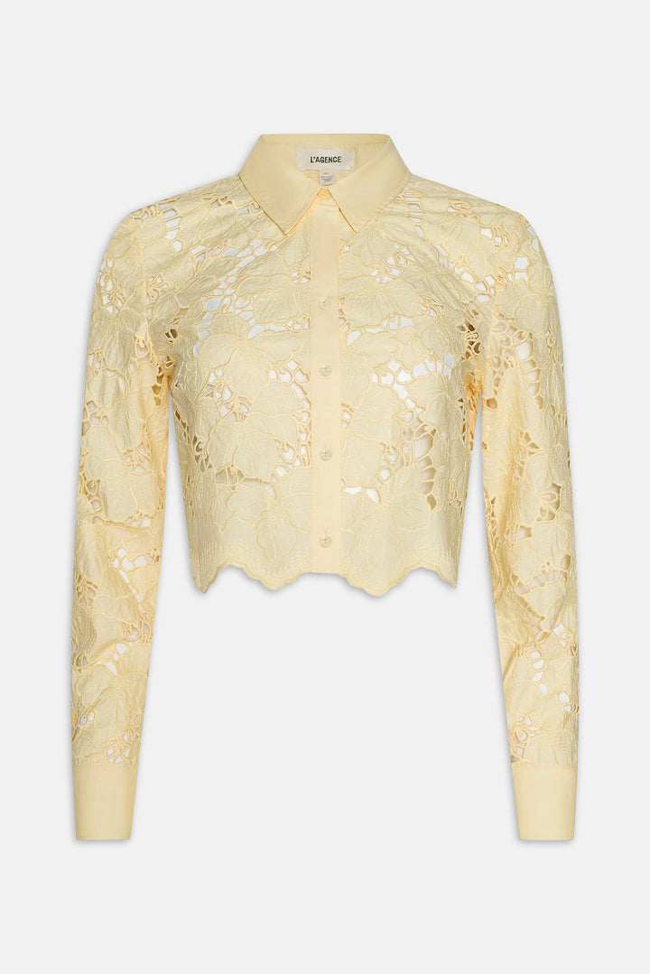 Seychelle Cropped Eyelet Blouse Lemon Sorbet