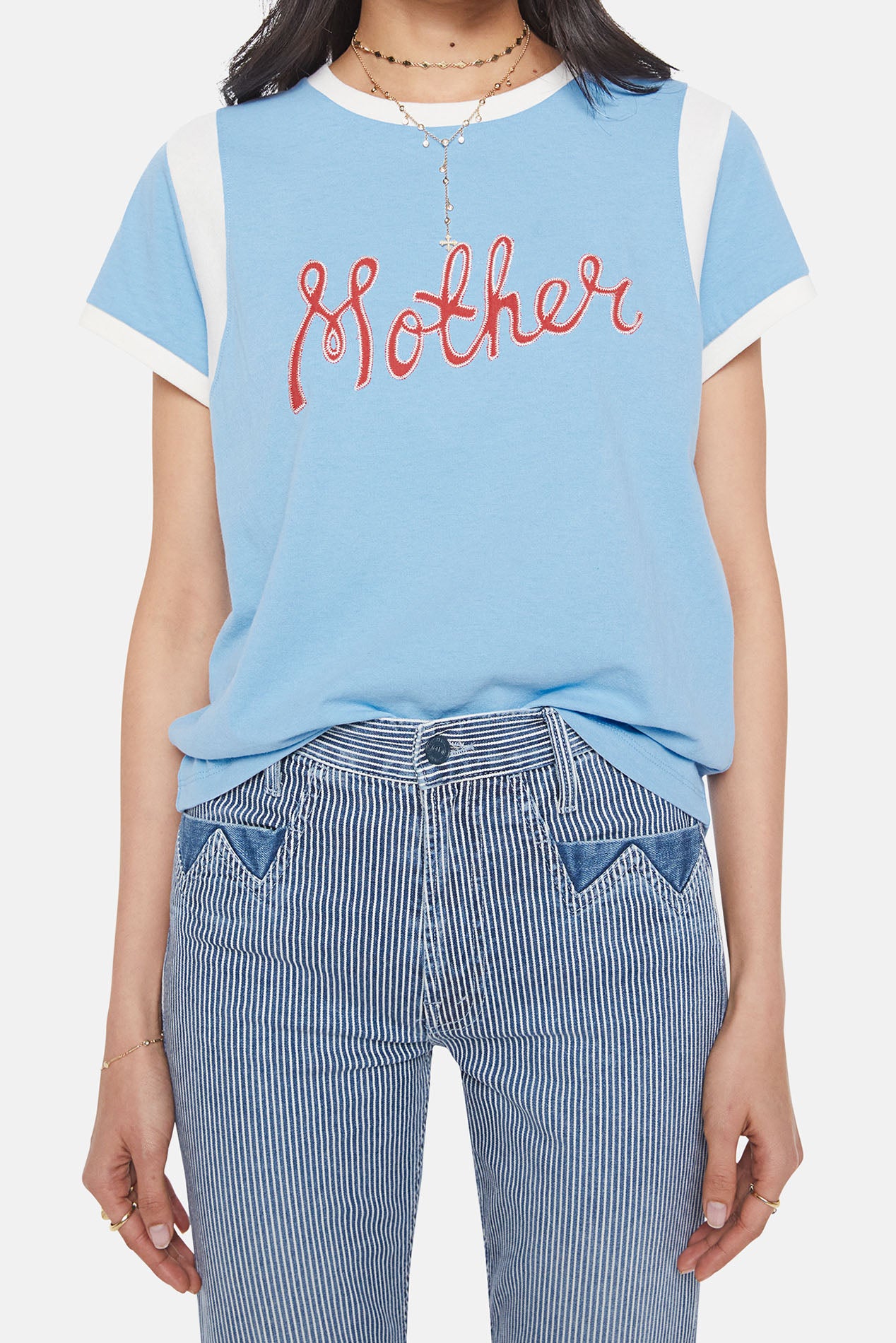 MOTHER The Boxy Goodie Inset Mother Script – blueandcream