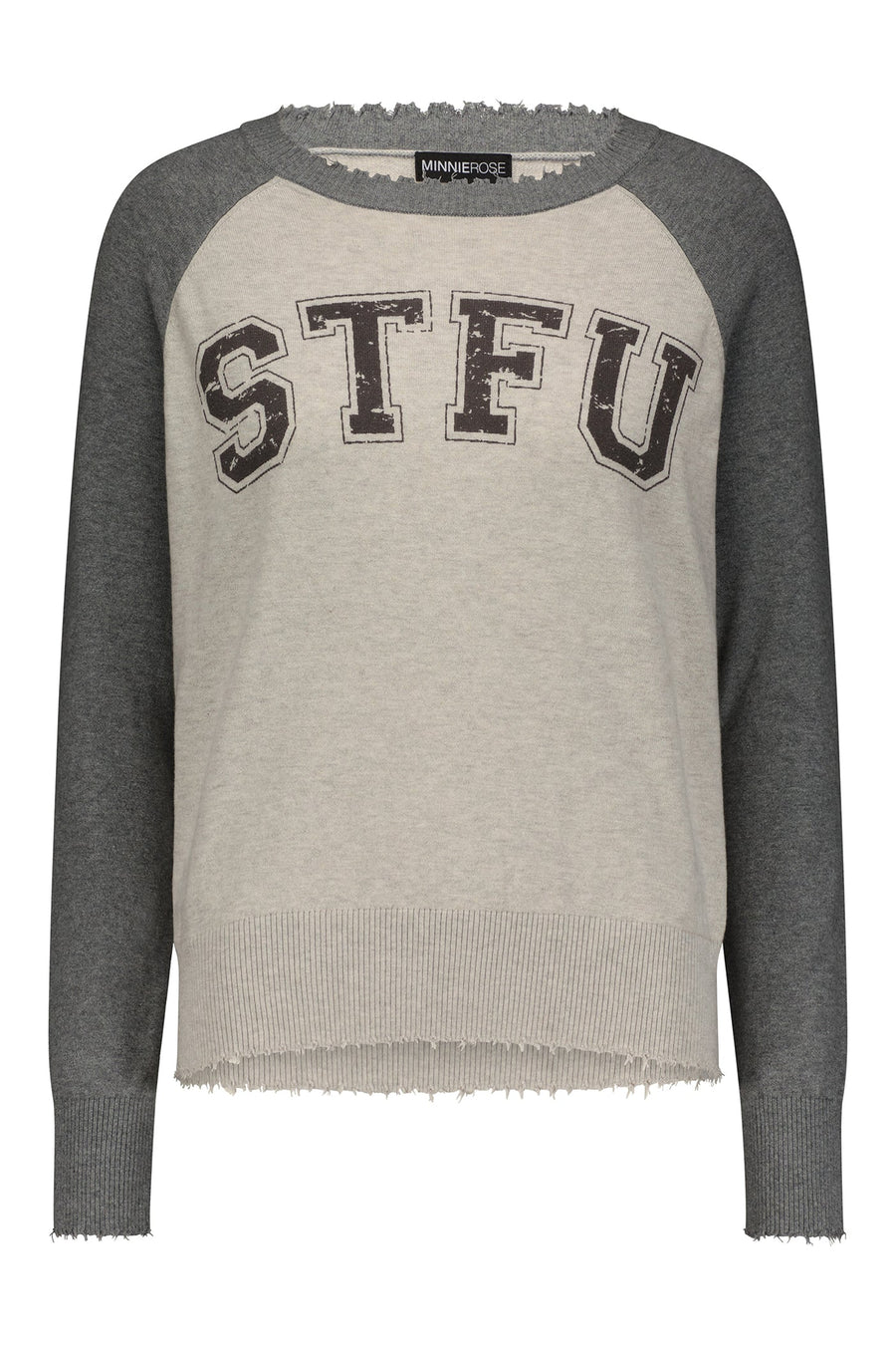 STFU Frayed Printed Sweater Charcoal