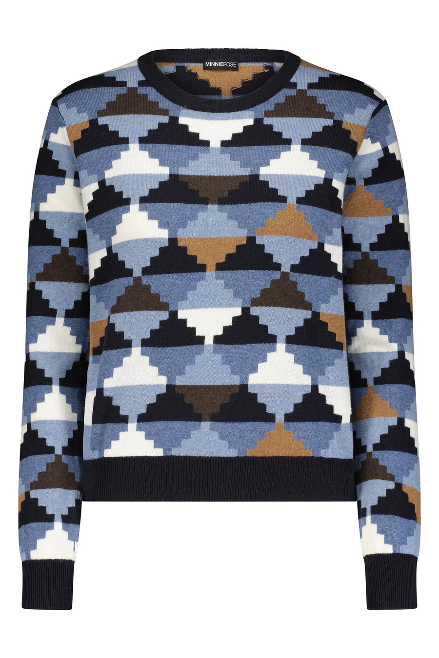 Blue Multi Geo Intarsia Sweater