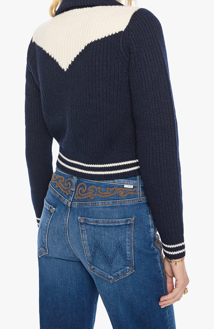 The Baby Raquette Cardigan Navy And Ivory