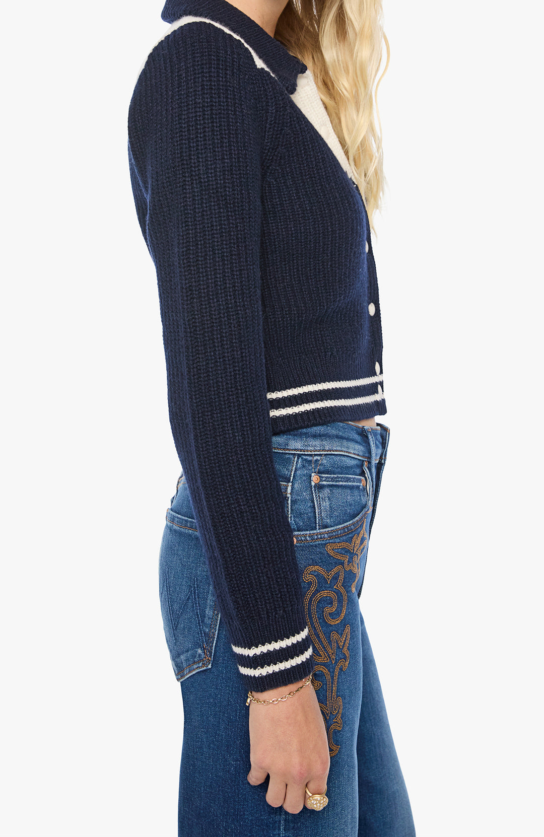The Baby Raquette Cardigan Navy And Ivory