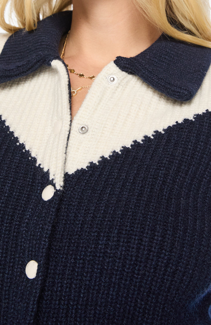 The Baby Raquette Cardigan Navy And Ivory