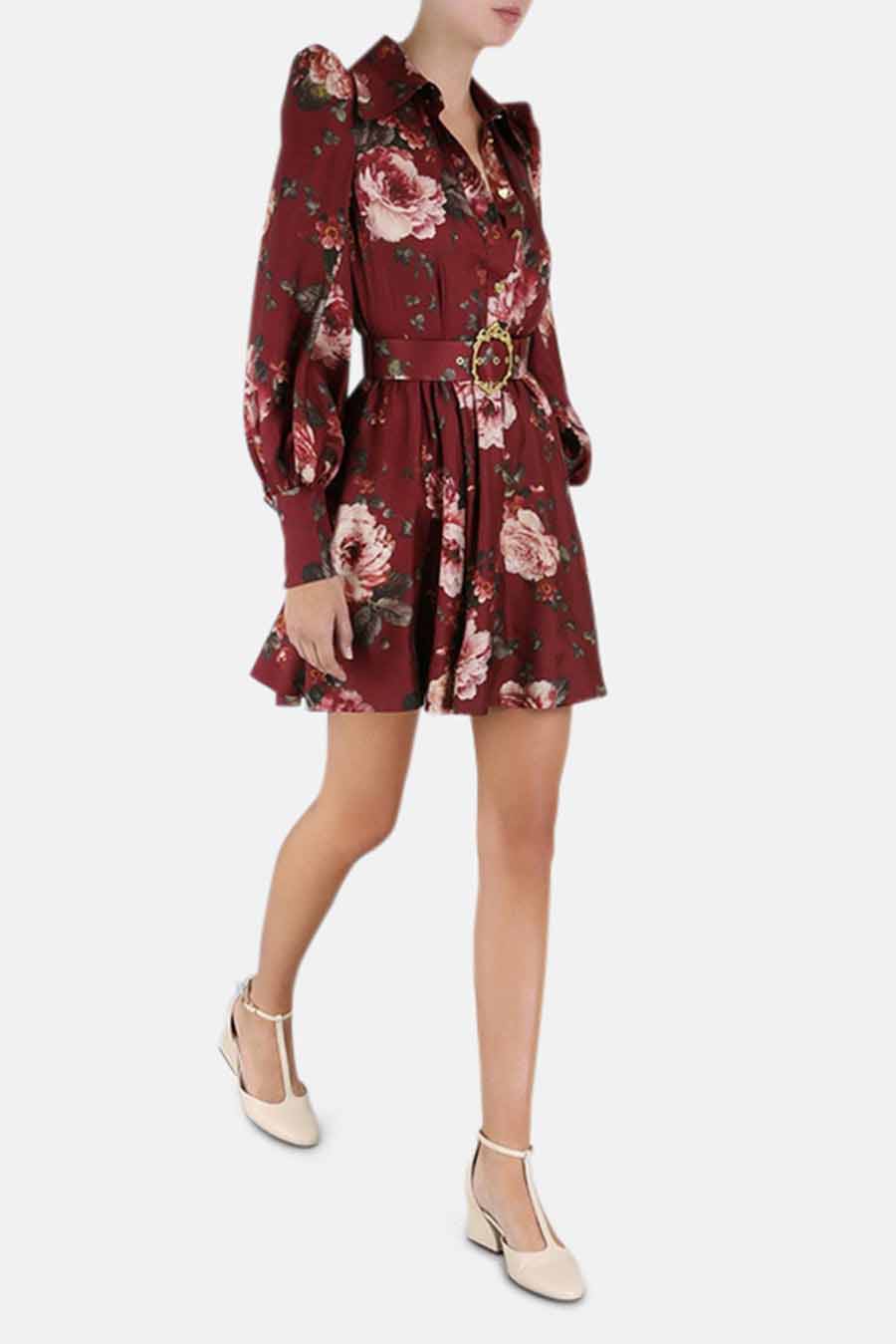 Luminosity Shirt Dress Burgundy Floral Print Luminosity Shirt Dress Burgundy Floral Print