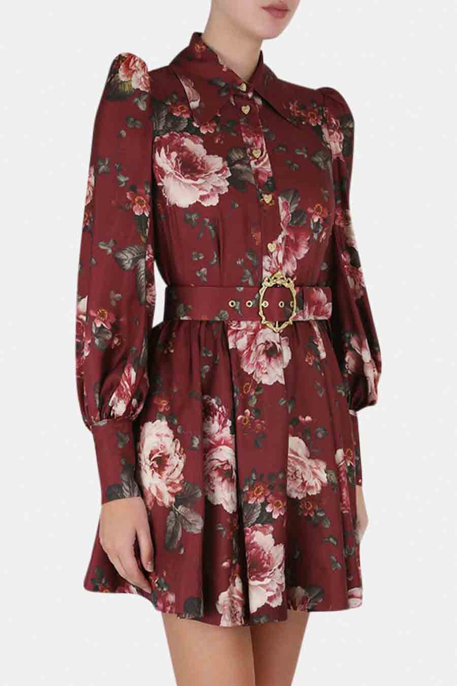 burgundy floral dress shirt Men's Burgundy/White/Lilac Short Sleeve Floral Dress Shirt