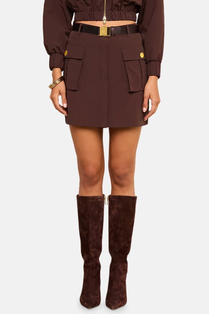 Norene Nylon Mini Skirt Dark Java