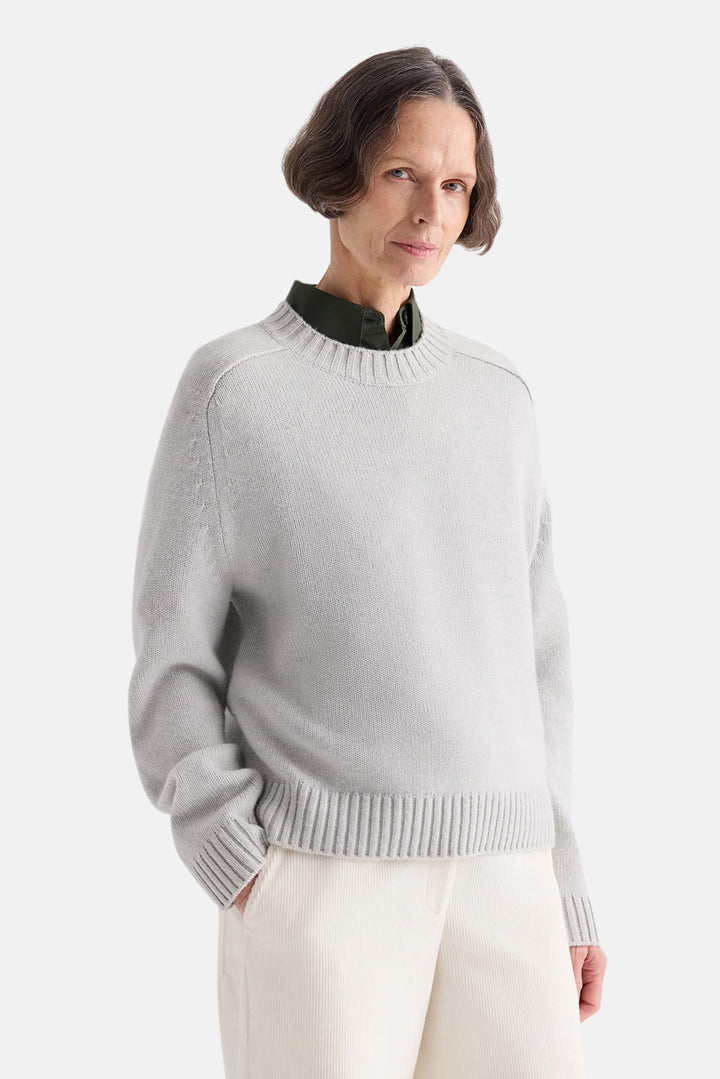 New Jill Crewneck Sweater in Italian Cashmere Pumice