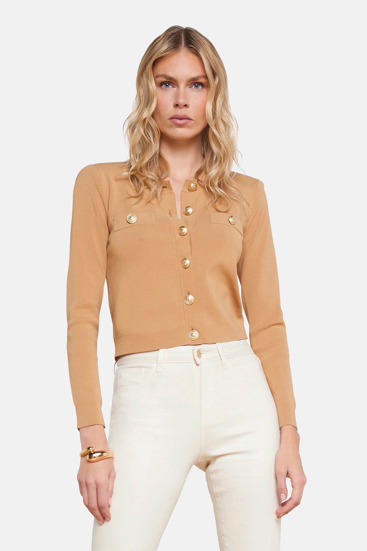 L'AGENCE Toulouse Cardigan Soft Camel – blueandcream