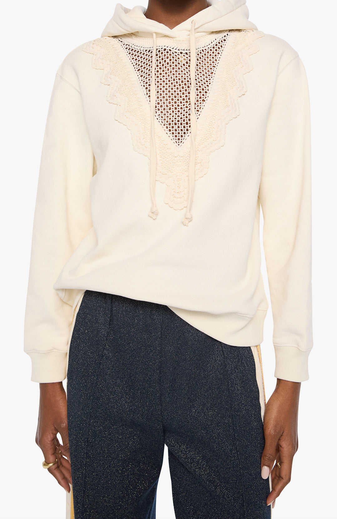 The Accent Square Hoodie Antique White