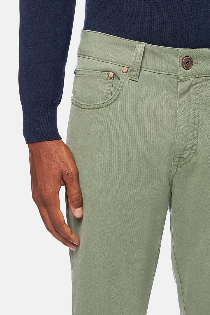 5 Pocket Cotton/Silk Trouser Olive