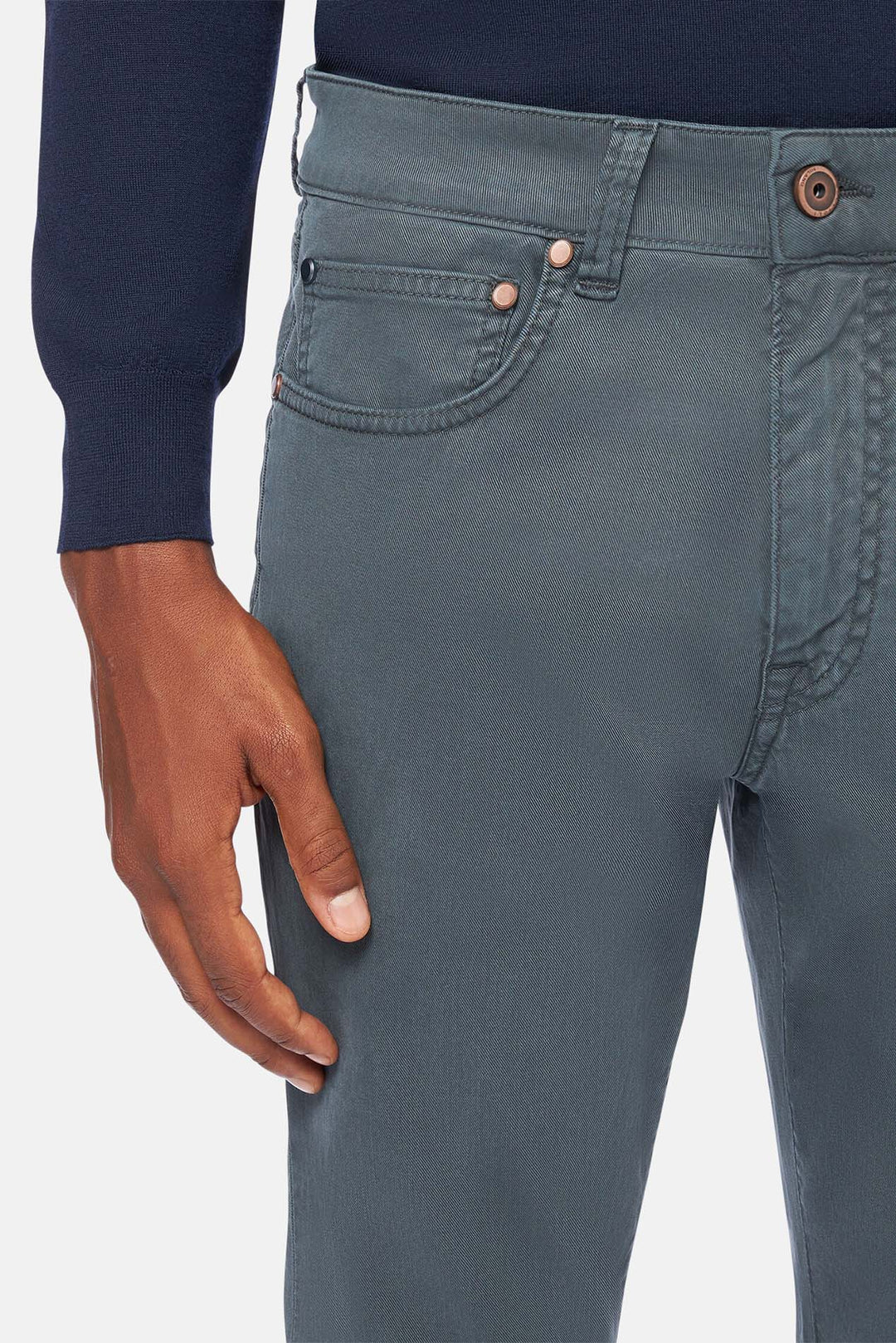 5 Pocket Cotton/Silk Trouser Charcoal