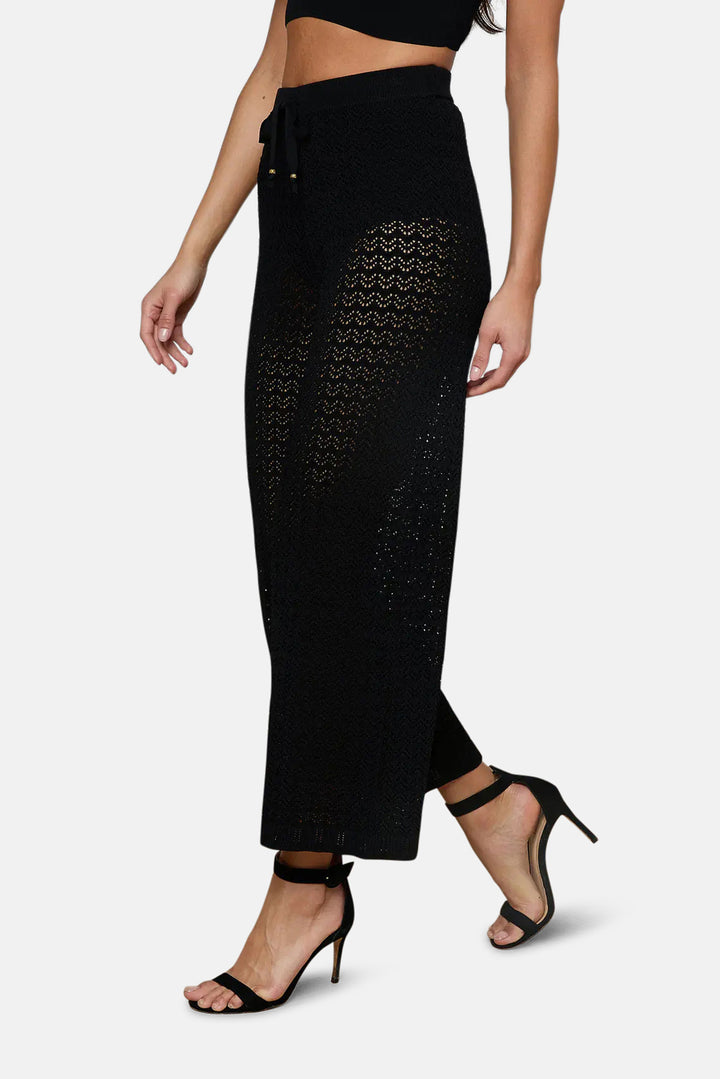 Gaelle Pointelle Knit Pant Black