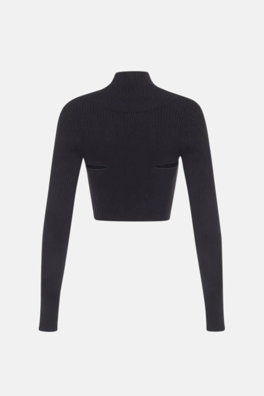 Long Sleeve Cropped Knit Top Black