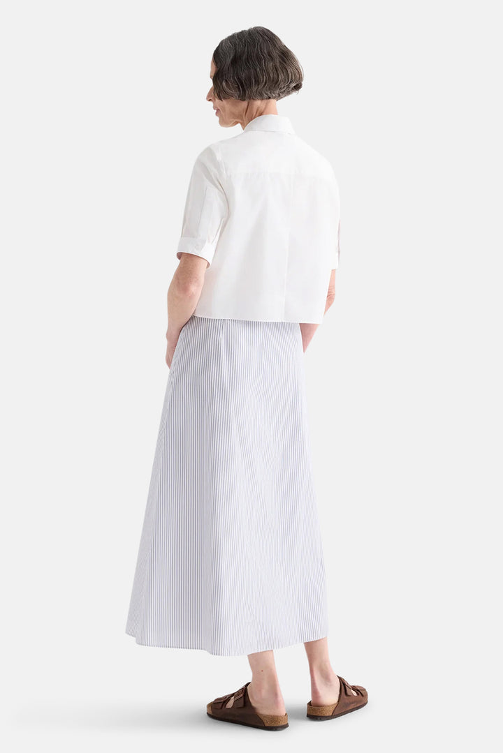 Short Lived Shirt w/ Pleated Placket in Super Compact Poplin White