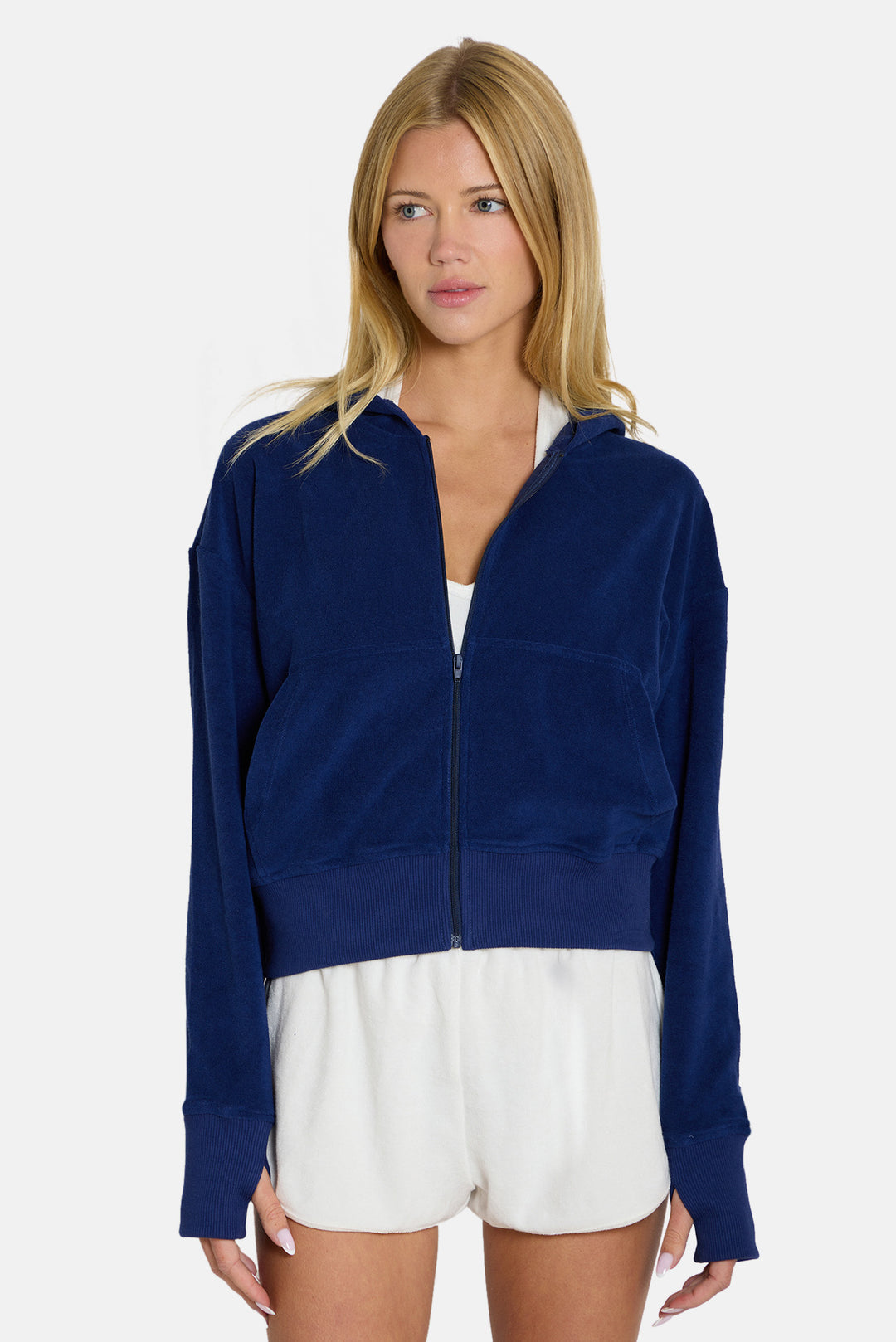 Maisie Terry Zip Up Navy
