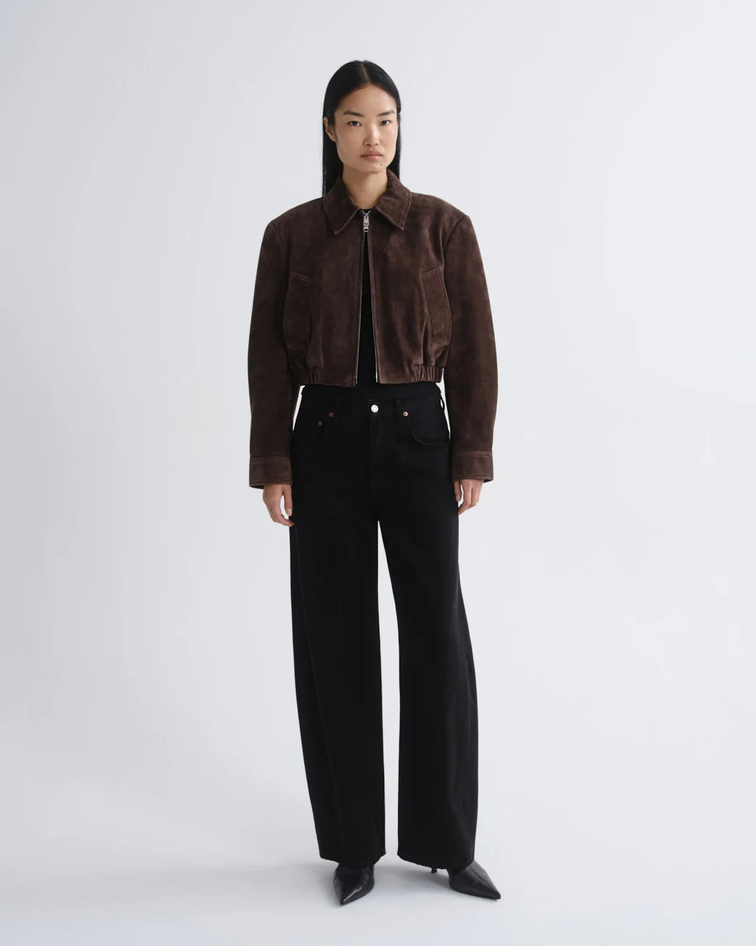 Nahla Cropped Suede Jacket in Root