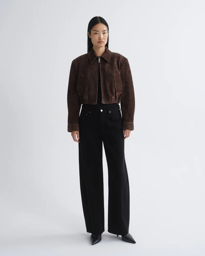 Nahla Cropped Suede Jacket in Root