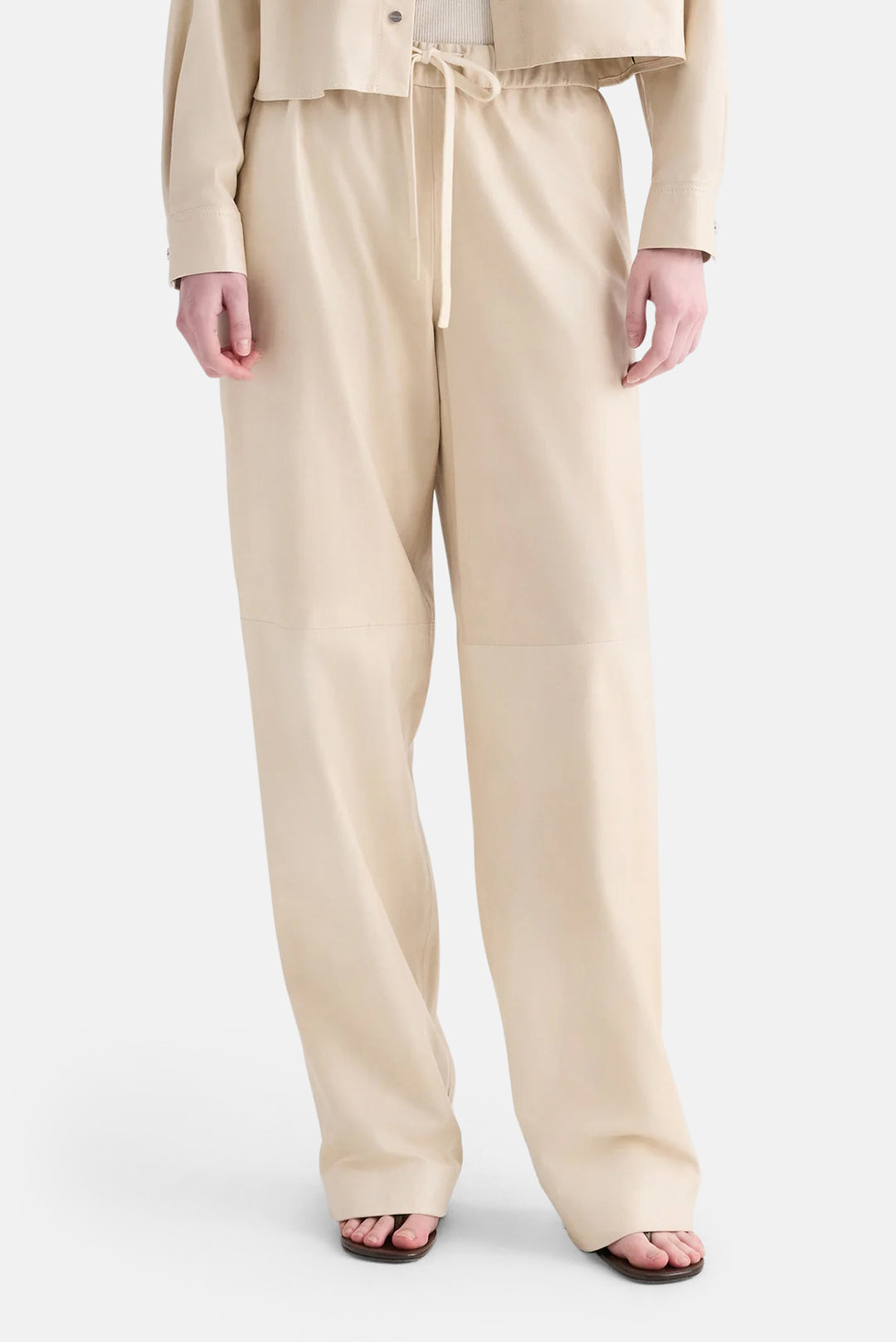 Leather LP Pant in Creme Brulee