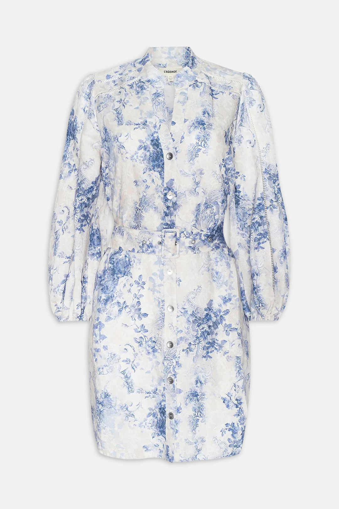 Kiersten Dress Ivory/Blue Watercolor Lace Paisley