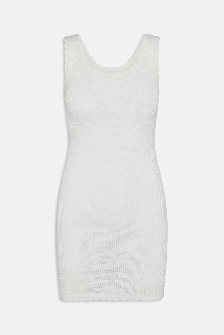 Cameron Crochet Mini Dress White Rose