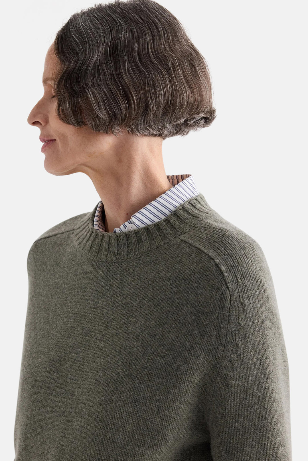 New Jill Crewneck Sweater in Italian Cashmere Moss