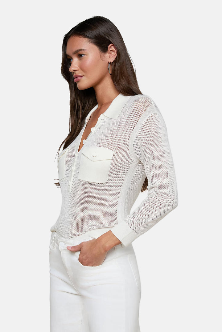 Carine Pointelle Collared Sweater Ivory
