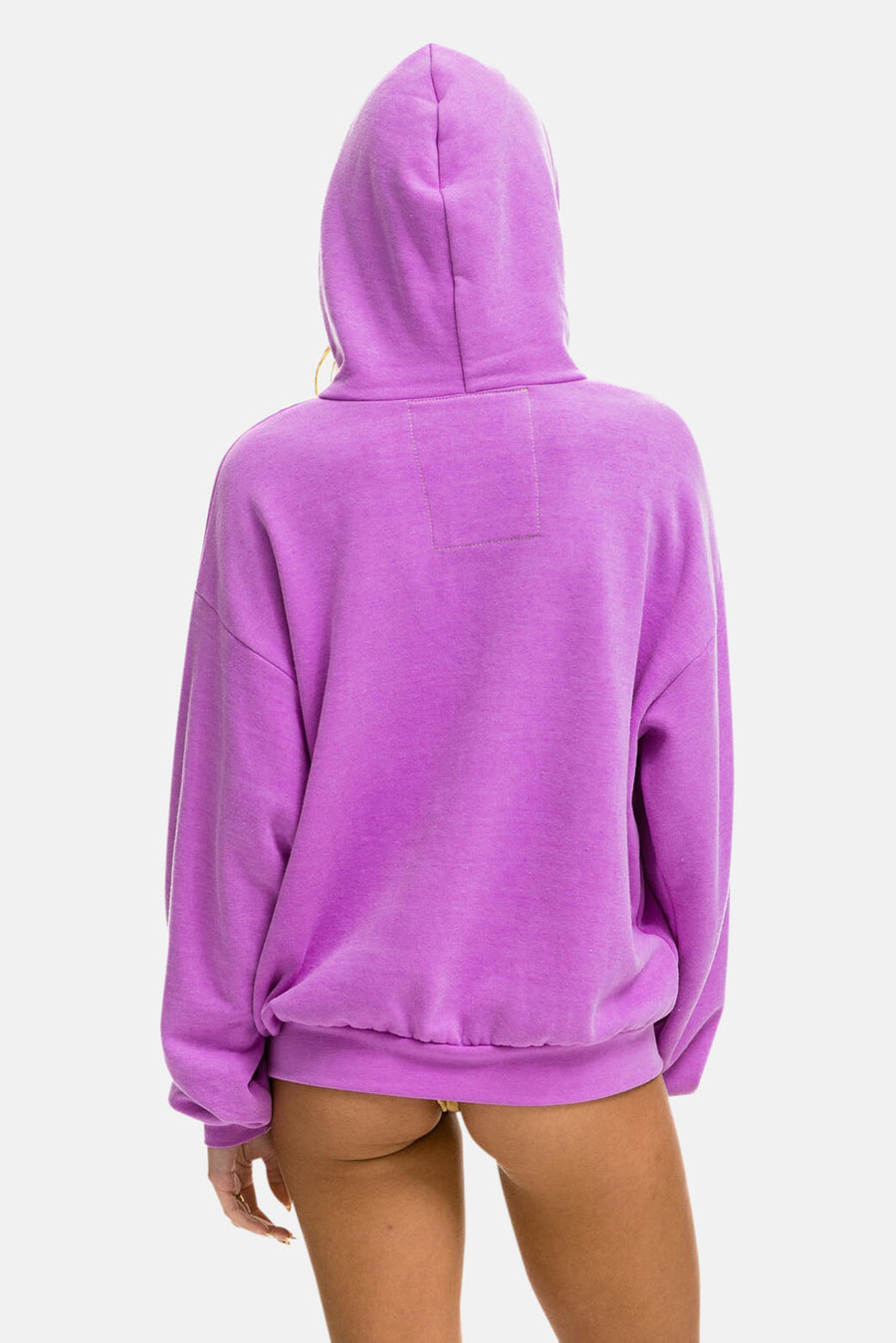 5 STRIPE RELAXED ZIP HOODIE - NEON PINK // NEON RAINBOW