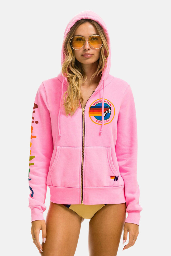 Women's Zip Hoodie Neon Pink