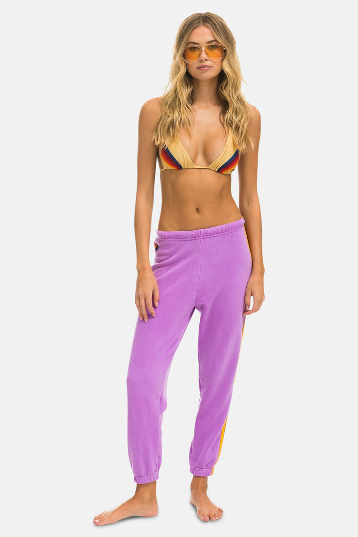 5 Stripe Sweatpants Neon Purple