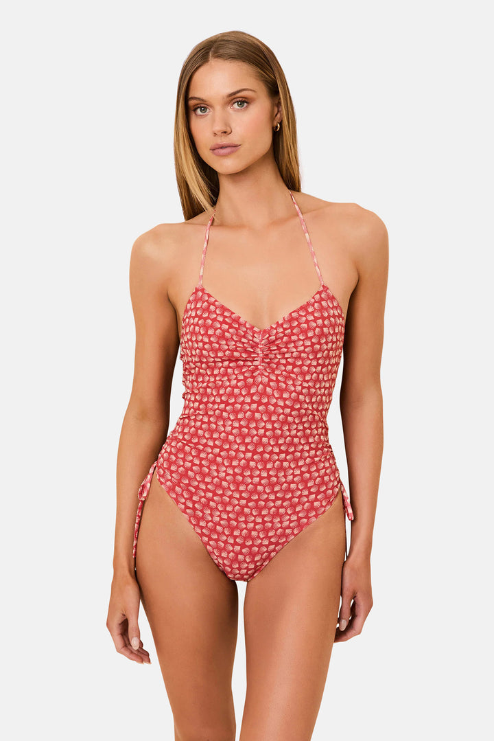 Adina One Piece Mesh Rooftop Red Shell Print