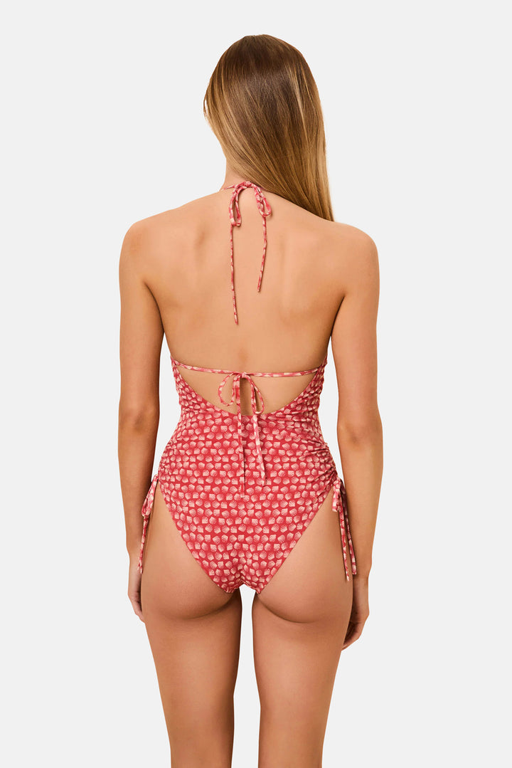 Adina One Piece Mesh Rooftop Red Shell Print