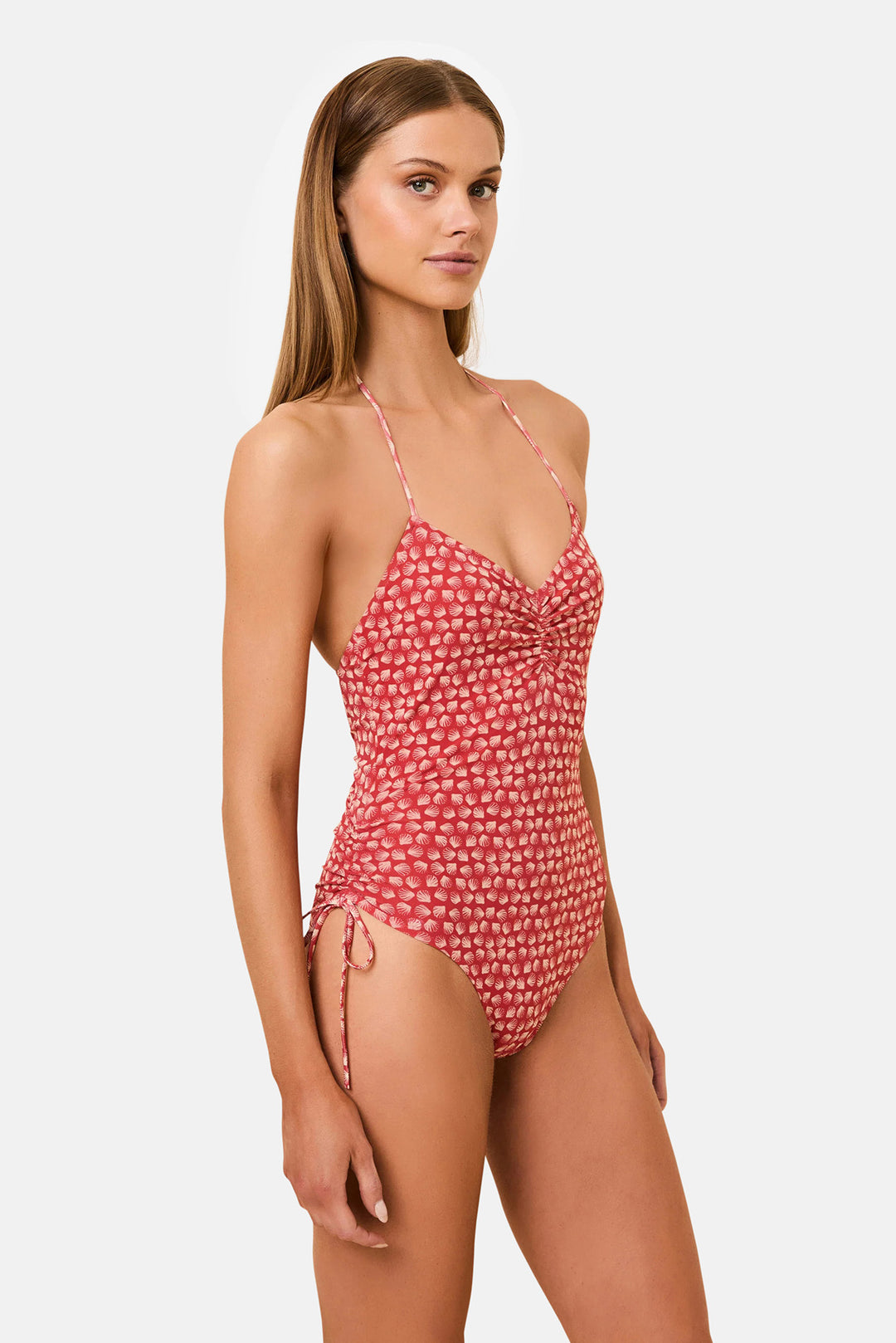 Adina One Piece Mesh Rooftop Red Shell Print