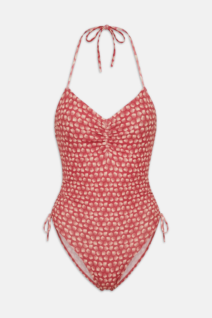 Adina One Piece Mesh Rooftop Red Shell Print