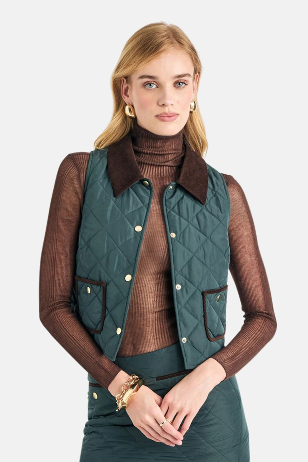 Aida Vest in Evergreen