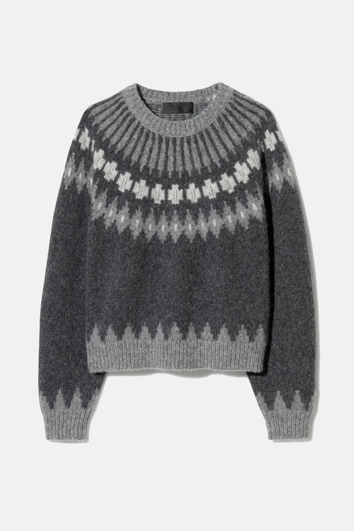 Alena Sweater Dark Grey Melange Fair Isle