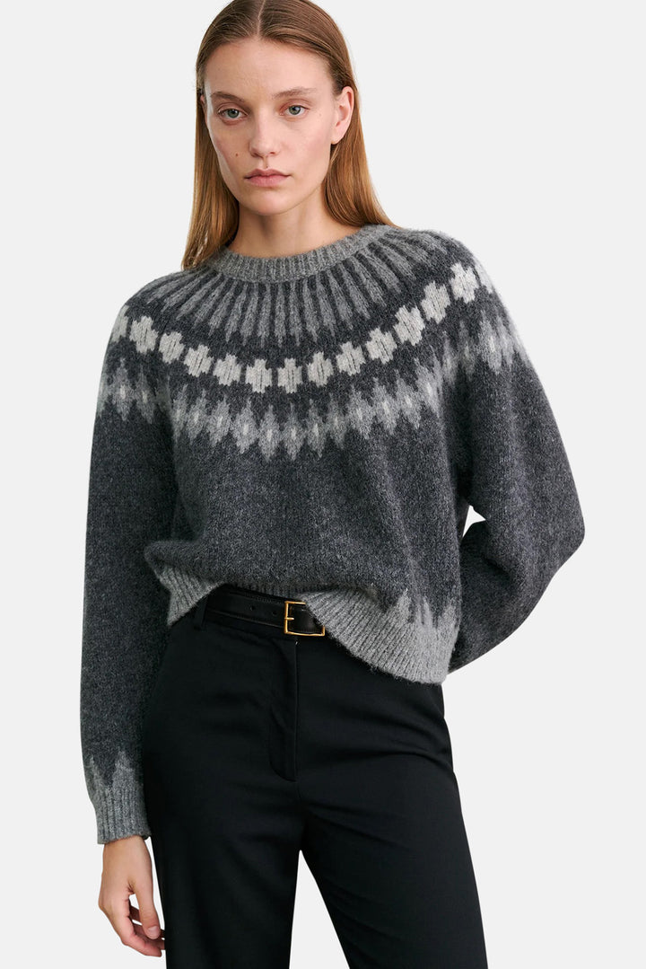 Alena Sweater Dark Grey Melange Fair Isle