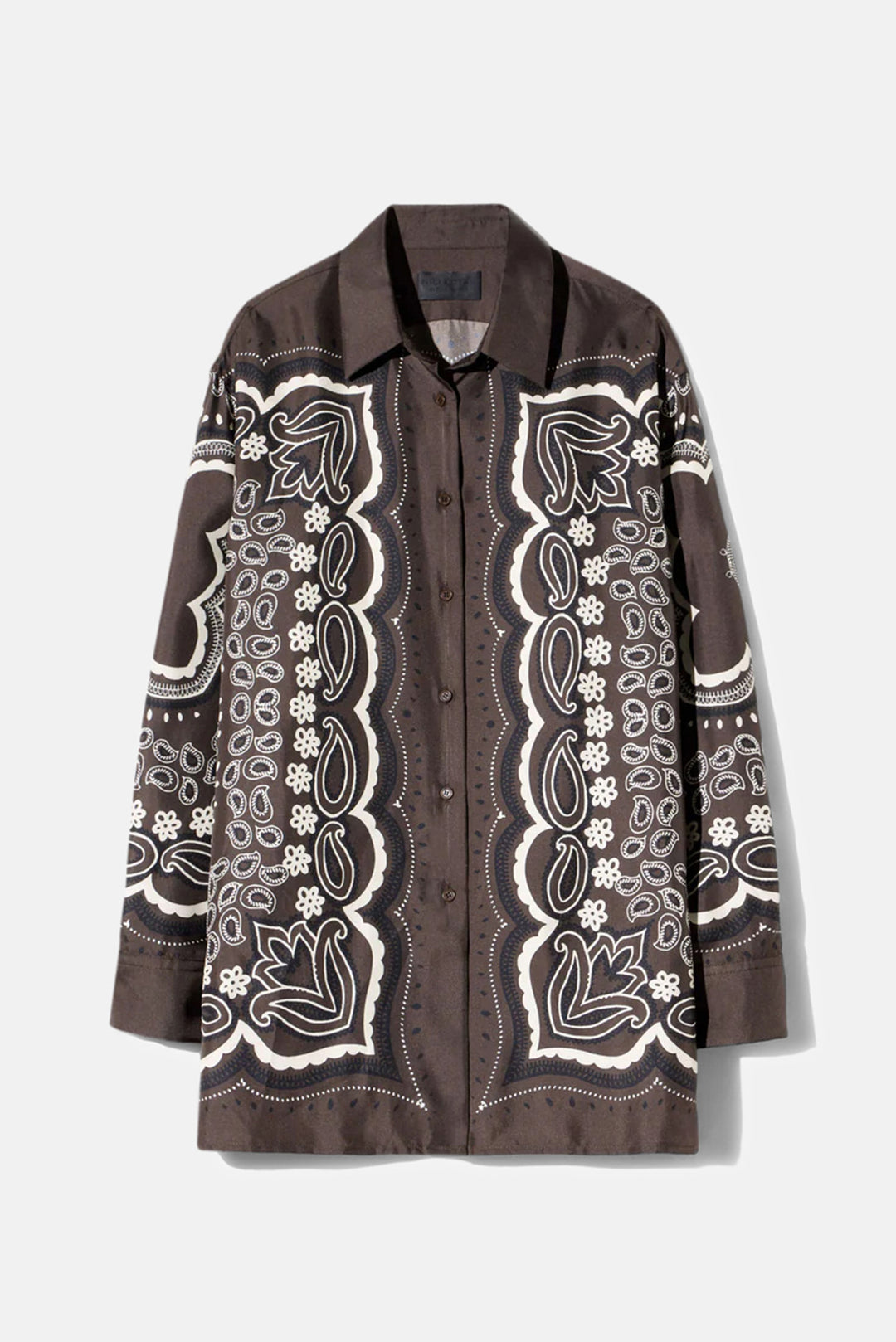 Alfie Silk Shirt Brown/Ivory Bandana Print