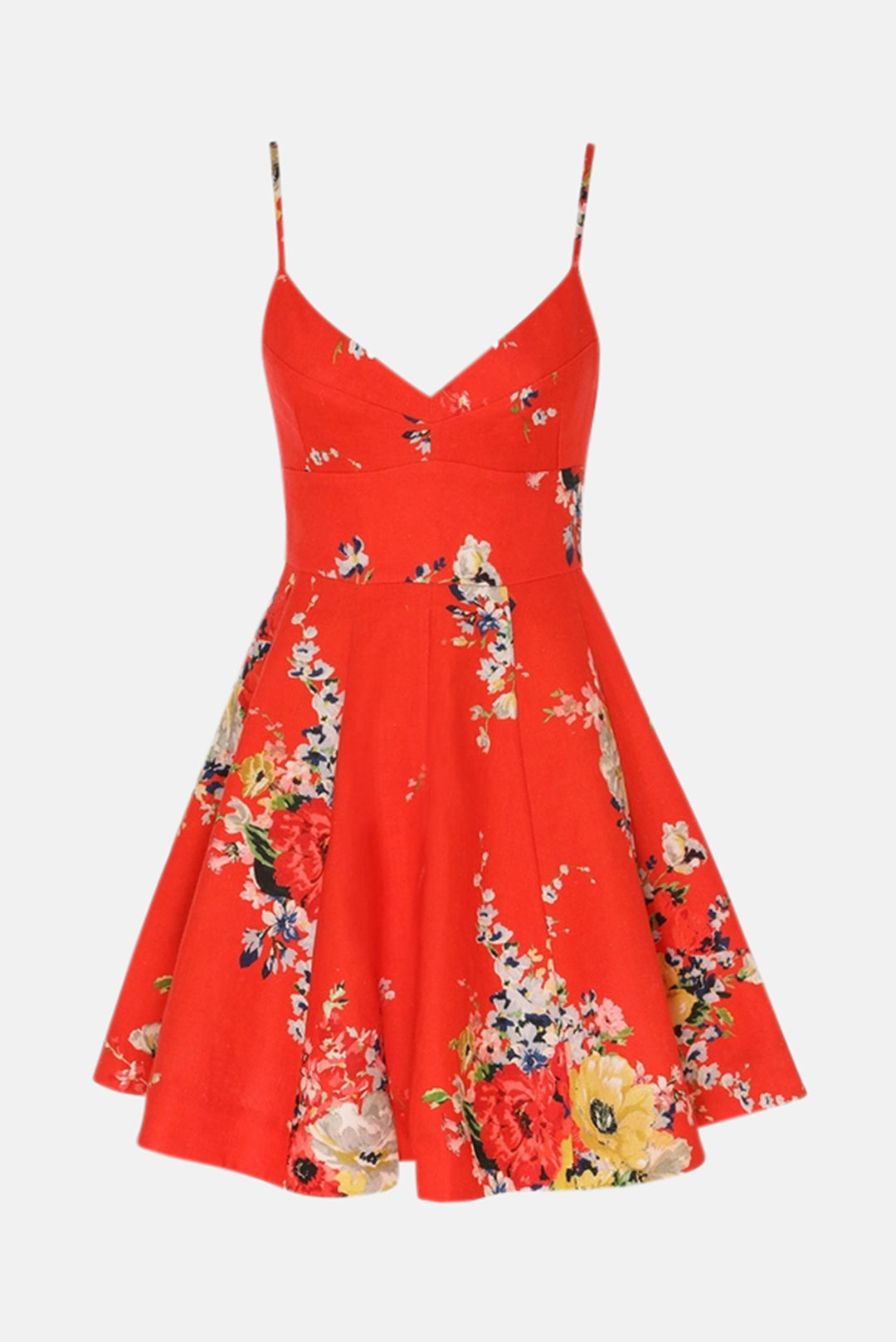 Alight Flare Mini Dress Red Floral