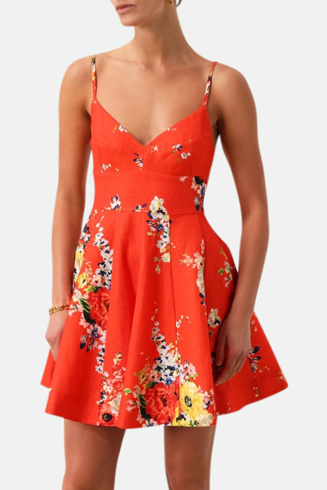 Zimmermann Alight Flare Mini Dress, Red Floral, Size 2 Zimmermann Alight Flare Mini Dress, Red Floral, Size 2