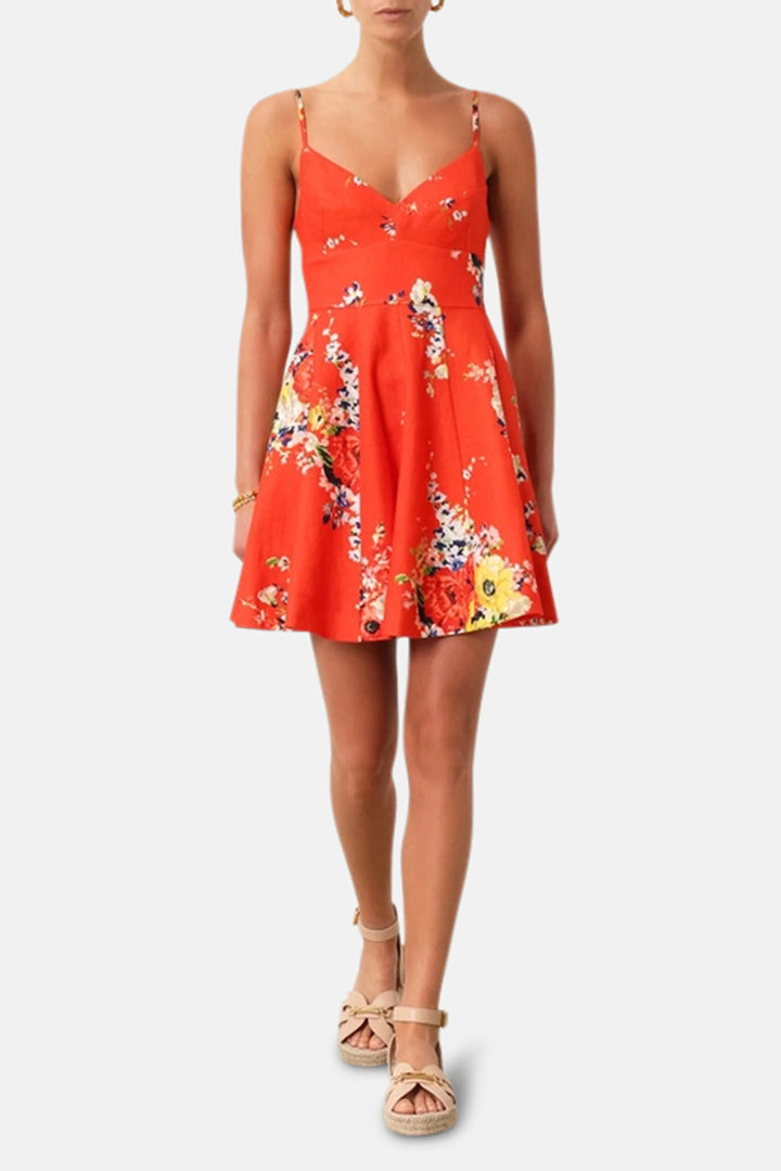 Alight Flare Mini Dress Red Floral