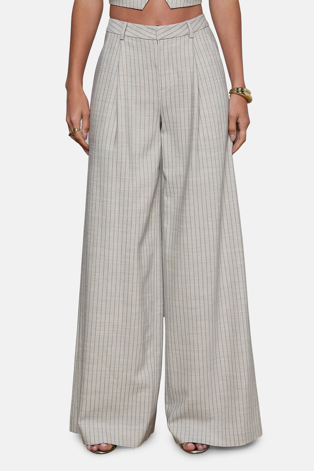 Allanah Pinstriped Trouser Grey/Tan Pinstripe