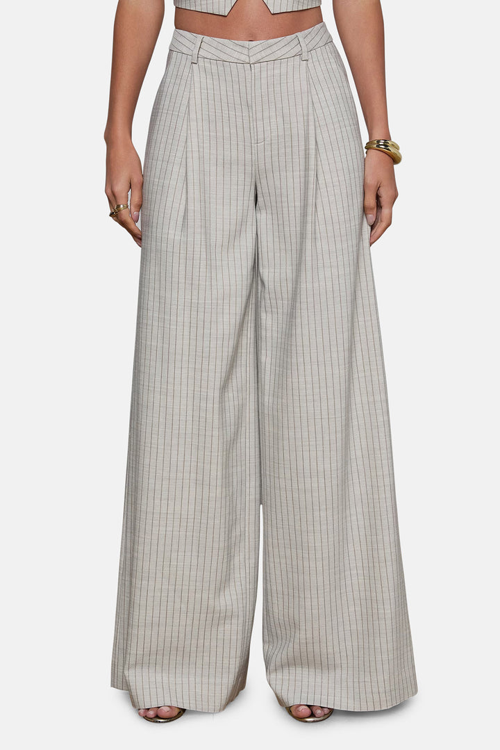 Allanah Pinstriped Trouser Grey/Tan Pinstripe