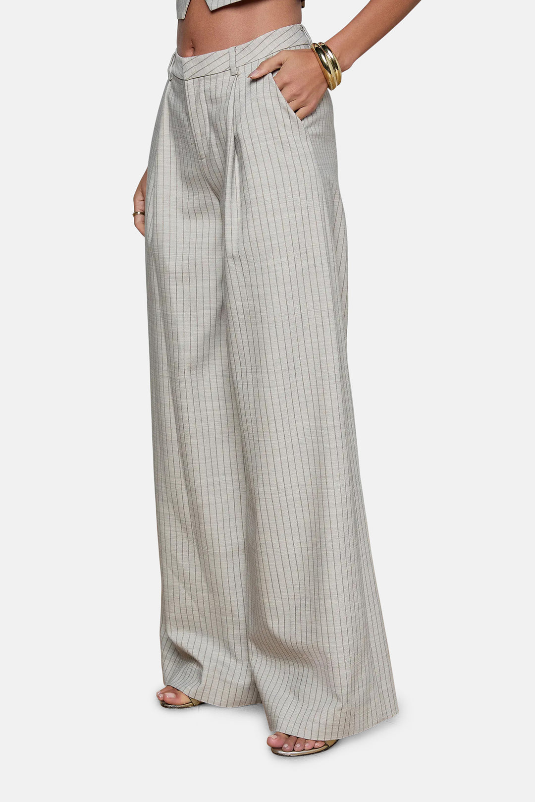 Allanah Pinstriped Trouser Grey/Tan Pinstripe
