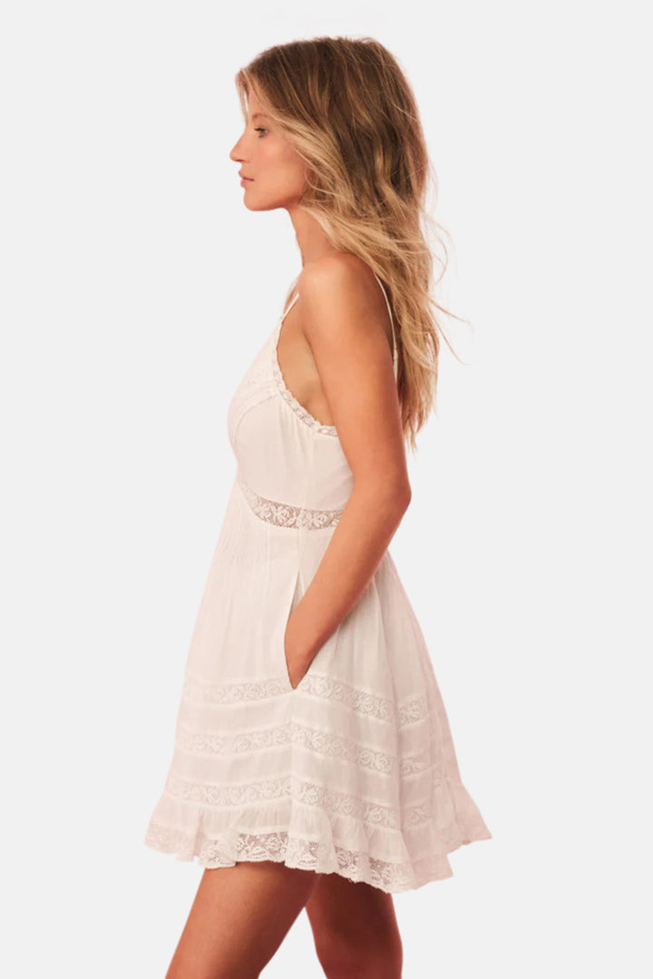 Alonna Cotton Lace-Trimmed Mini Dress White / M