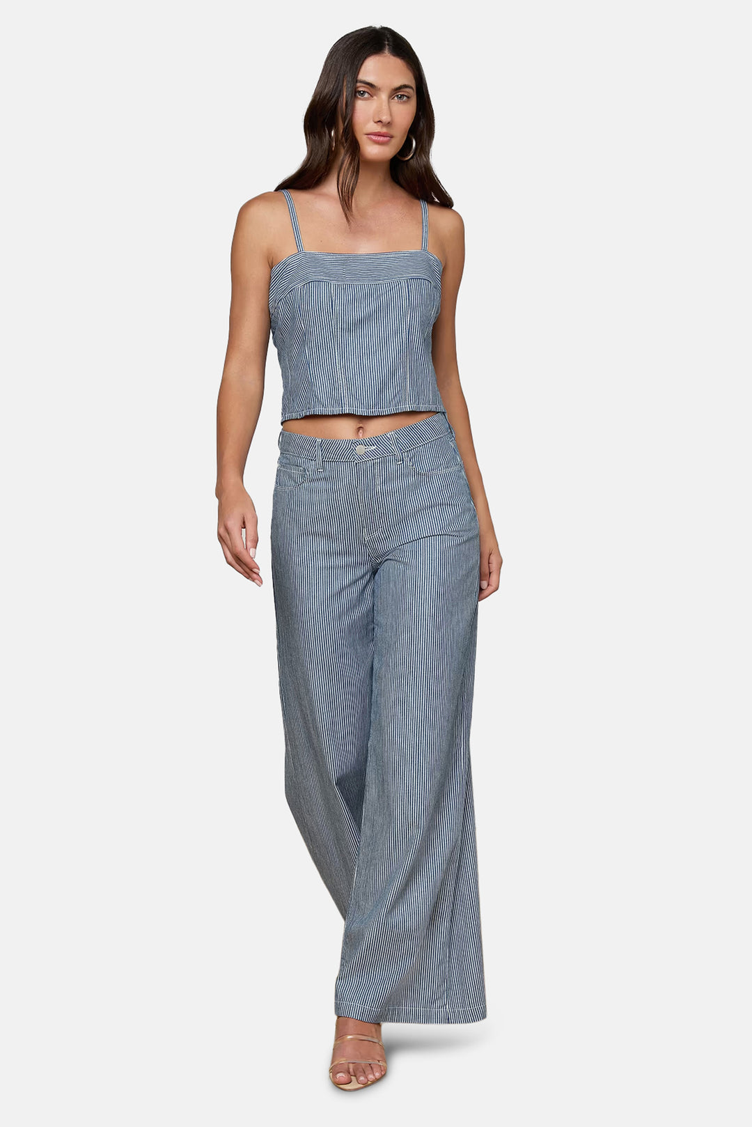 Amara Wide-Leg Pant Azure Blue Stripe