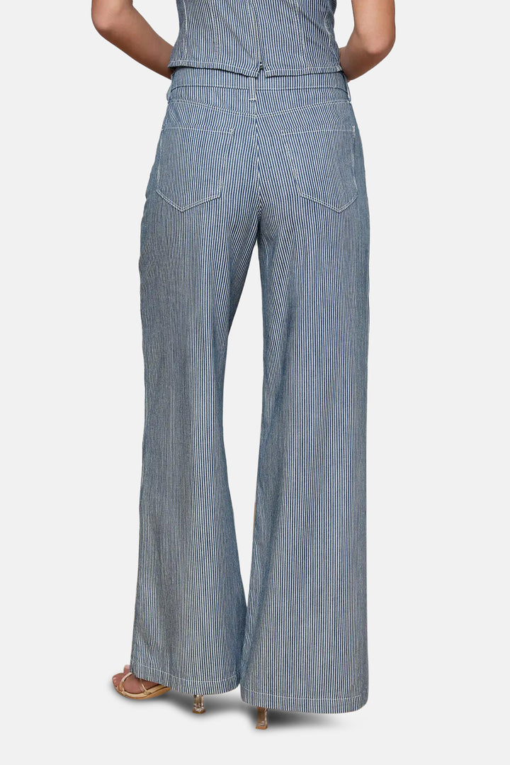Amara Wide-Leg Pant Azure Blue Stripe