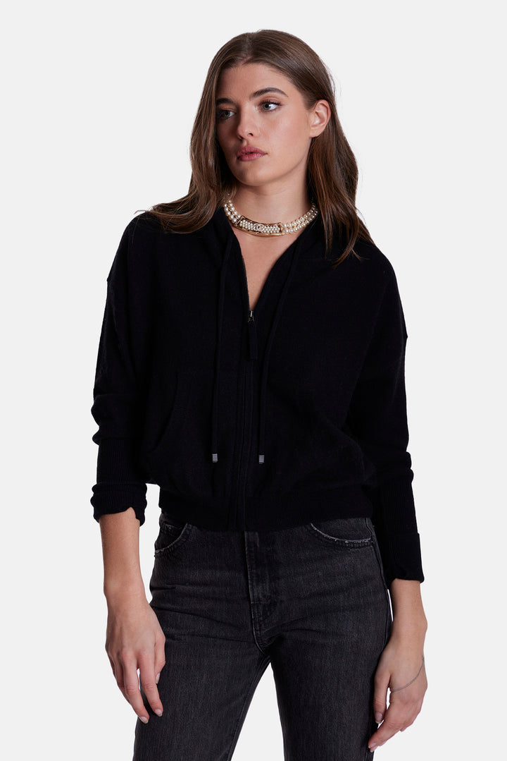 Amy Cashmere Zip Hoodie Black