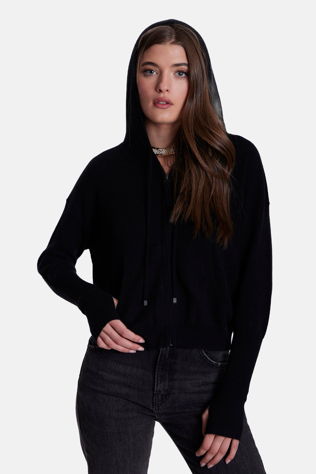 Amy Cashmere Zip Hoodie Black