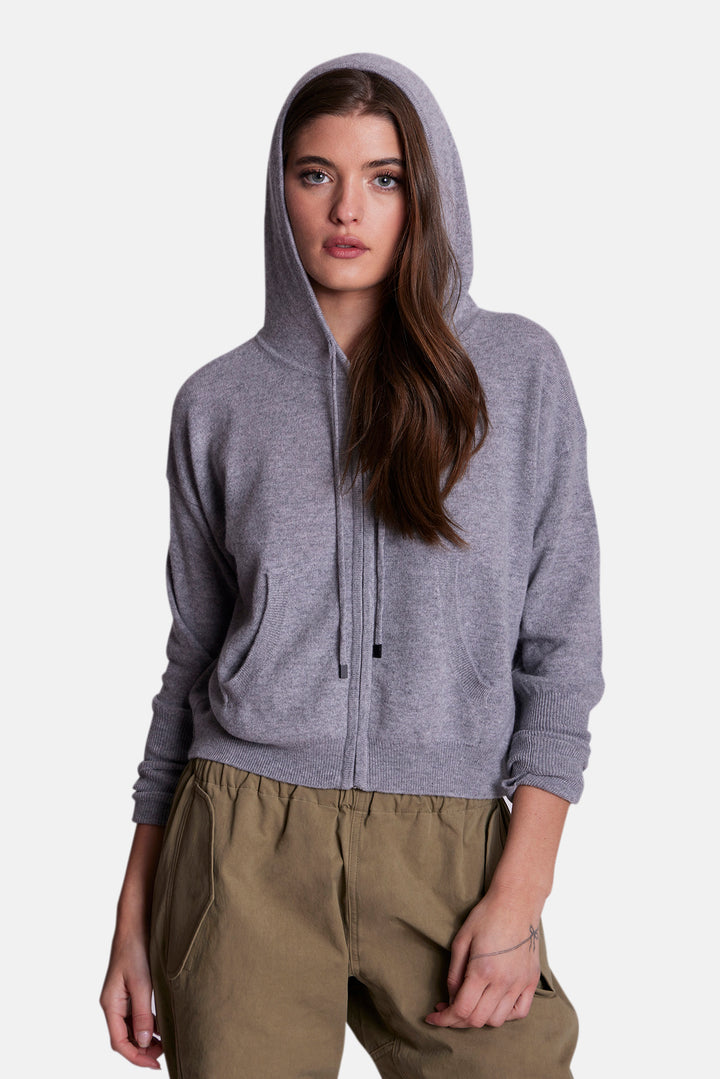 Amy Cashmere Zip Hoodie Grey